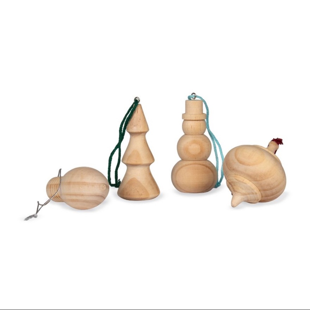 Set of 4 Wooden Ornaments from Target Bullseye 2025 Collection, New!